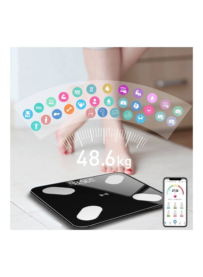 Smart Bluetooth Weight and Body Fat Measurement Health Scale Black/White 29.50 x 29.50 x 5cm - Image 1
